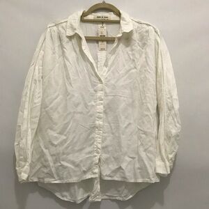 NWT Anthropologie Cloth & Stone White Button-Front Lightweight Shirt Size MP